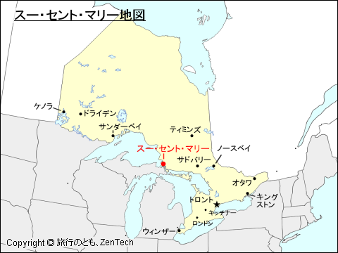 オンタリオ州スー・セント・マリー地図