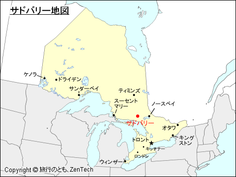 オンタリオ州サドバリー地図