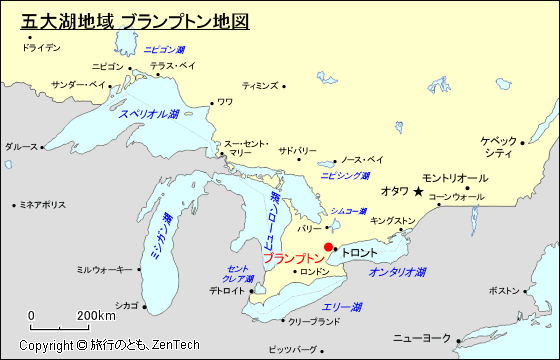 五大湖地域 ブランプトン地図