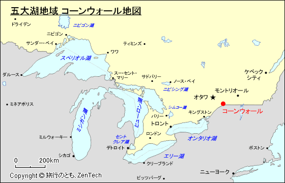 五大湖地域 コーンウォール地図