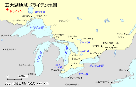 五大湖地域 ドライデン地図