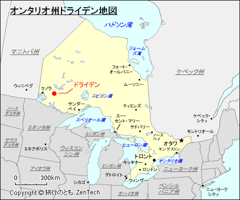 オンタリオ州ドライデン地図