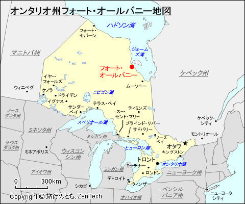 オンタリオ州フォート・オールバニー地図