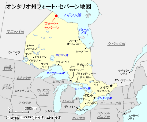 オンタリオ州フォート・セバーン地図