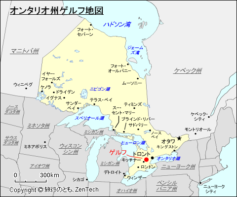 オンタリオ州ゲルフ地図