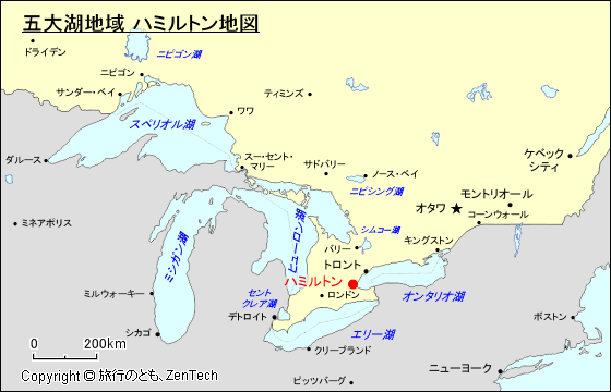 五大湖地域 ハミルトン地図