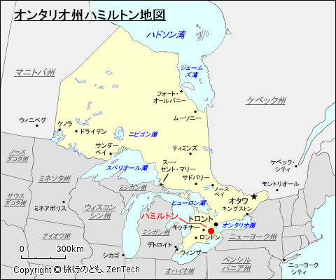 オンタリオ州ハミルトン地図