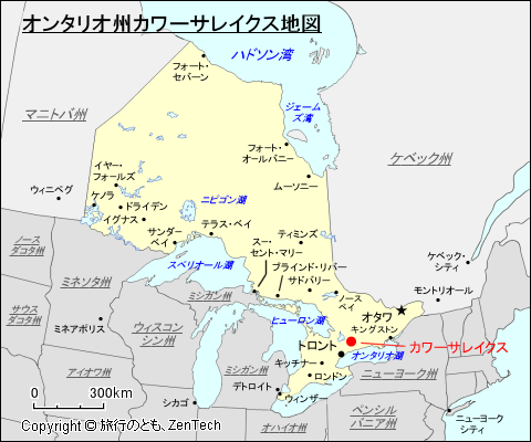 オンタリオ州カワーサレイクス地図