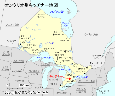 オンタリオ州キッチナー地図