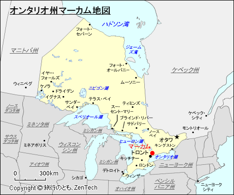 オンタリオ州マーカム地図