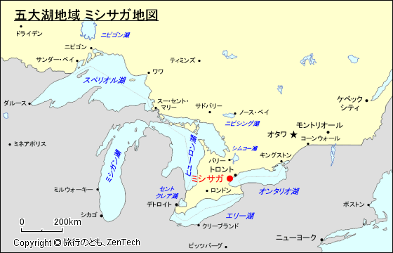 五大湖地域 ミシサガ地図