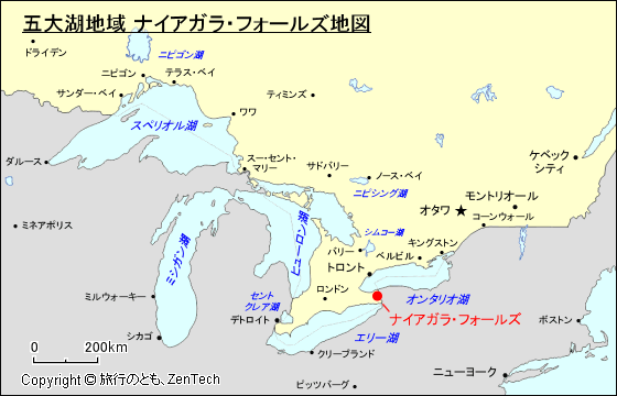 五大湖地域 ナイアガラ・フォールズ地図