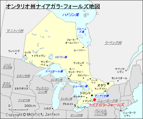 オンタリオ州ナイアガラ・フォールズ地図