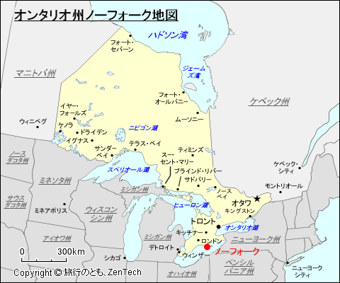 オンタリオ州ノーフォーク地図