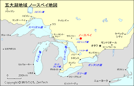 五大湖地域 ノースベイ地図