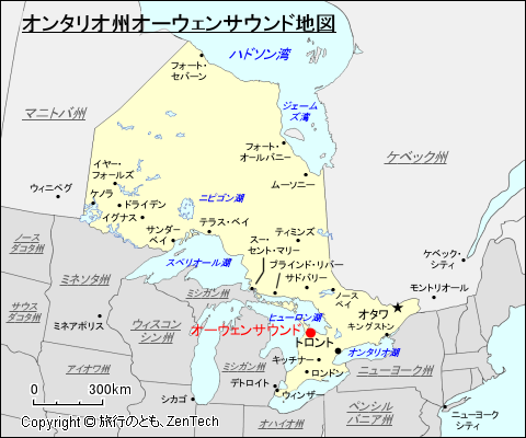 オンタリオ州オーウェンサウンド地図