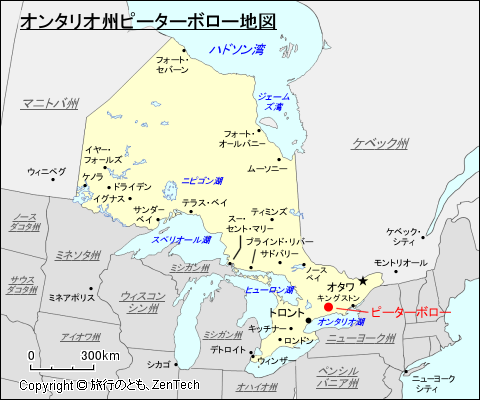 オンタリオ州ピーターボロー地図