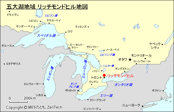 五大湖地域 リッチモンドヒル地図