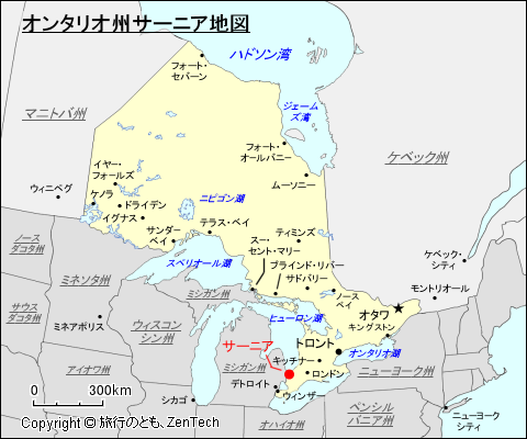 オンタリオ州サーニア地図