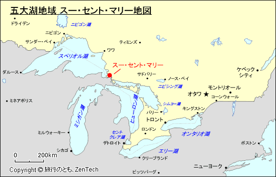 五大湖地域 スー・セント・マリー地図