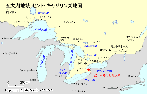 五大湖地域 セント・キャサリンズ地図