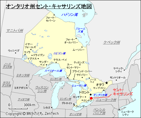 オンタリオ州セント・キャサリンズ地図