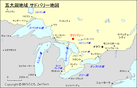 五大湖地域 サドバリー地図