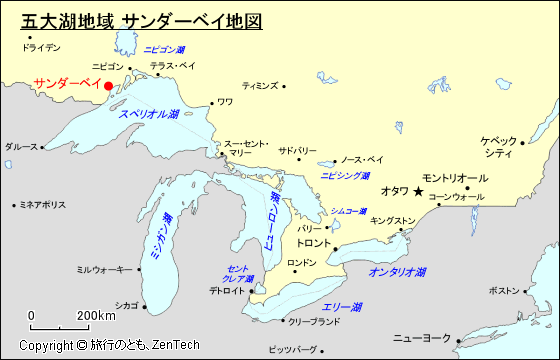 五大湖地域 サンダーベイ地図