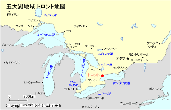 五大湖地域 トロント地図