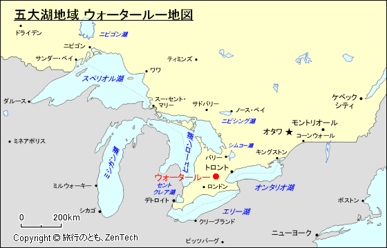 五大湖地域 ウォータールー地図