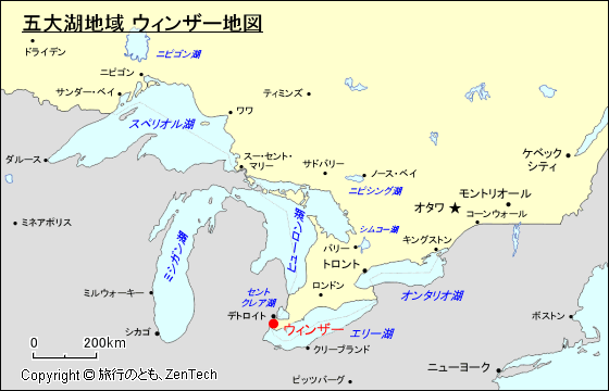 五大湖地域 ウィンザー地図