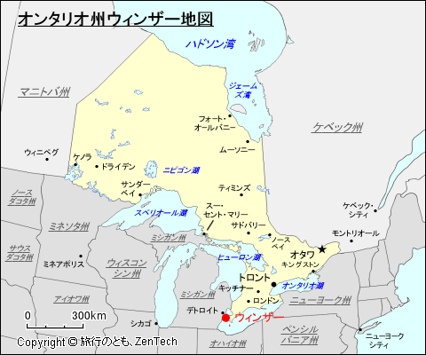 オンタリオ州ウィンザー地図