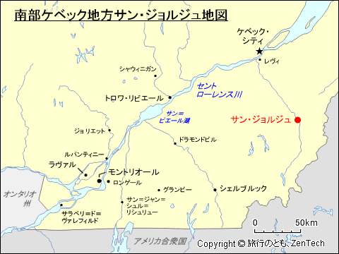 南部ケベック地方サン・ジョルジュ地図