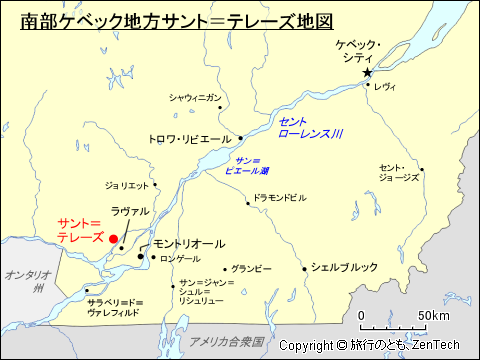 南部ケベック地方サント＝テレーズ地図