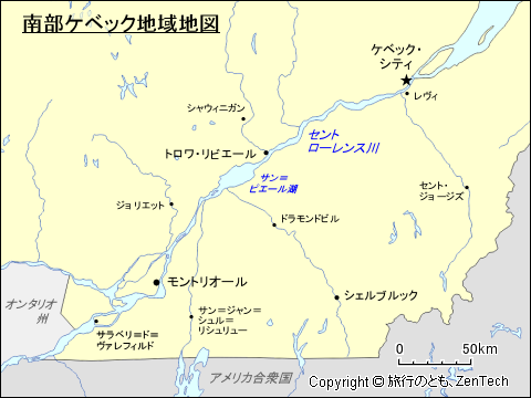 南部ケベック地方地図