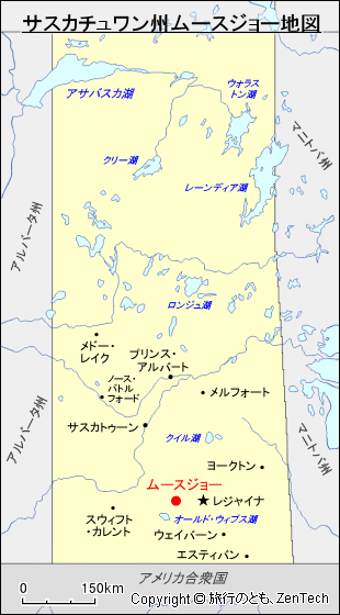 サスカチュワン州ムースジョー地図