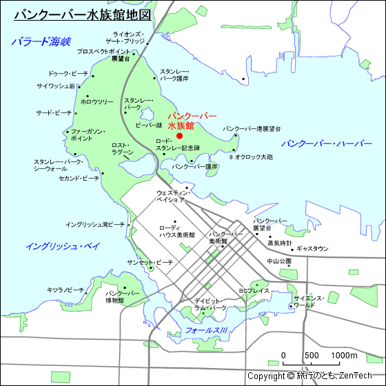 バンクーバー水族館地図