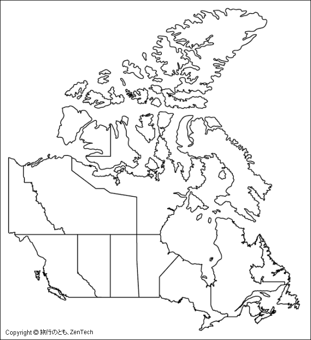 カナダ白地図