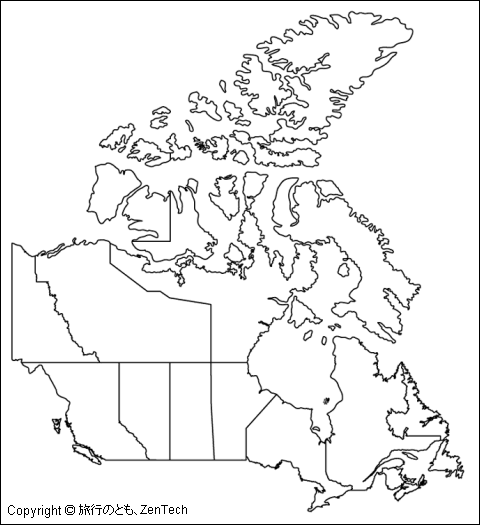 カナダ白地図（中サイズ）