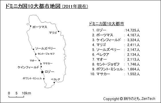 ドミニカ国10大都市地図