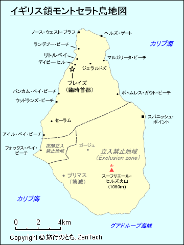 イギリス領モントセラト島地図