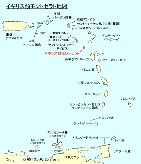 小アンティル諸島イギリス領モントセラト地図