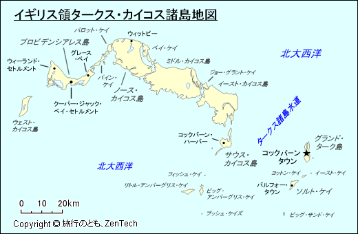 イギリス領タークス・カイコス諸島地図