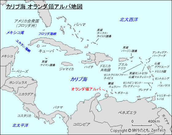 カリブ海 オランダ領アルバ地図