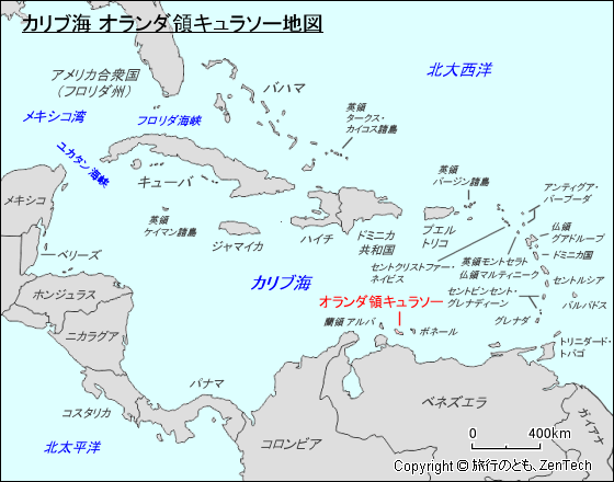 カリブ海 オランダ領キュラソー地図