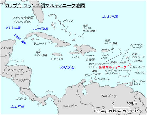 カリブ海 フランス領マルティニーク地図