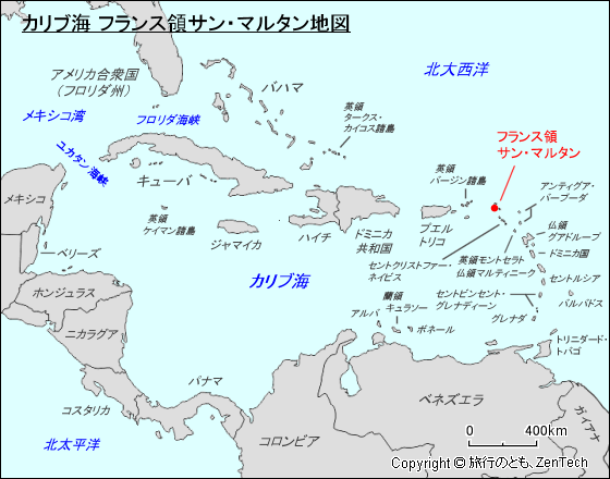 カリブ海 フランス領サン・マルタン地図