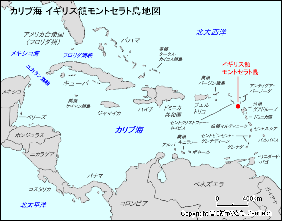 カリブ海 イギリス領モントセラト島地図