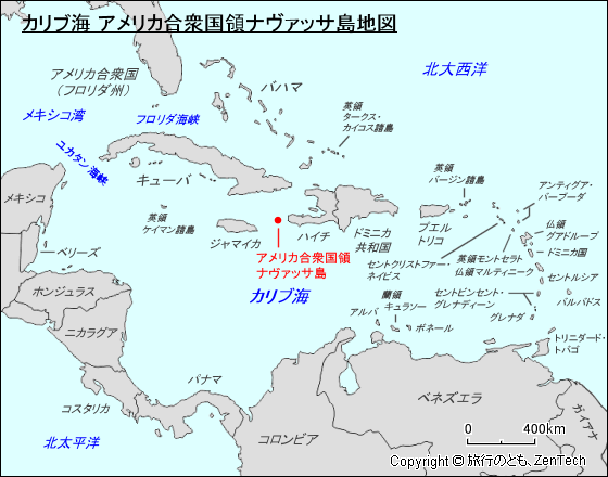 カリブ海 アメリカ合衆国領ナヴァッサ島地図