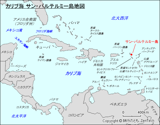 カリブ海 サン・バルテルミー島地図